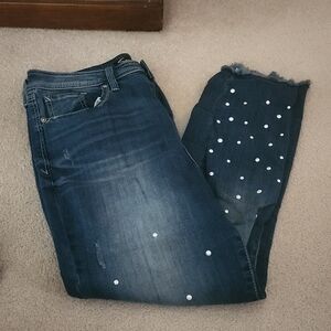 Pearl Encrusted Ankle Length Skinny Jeans